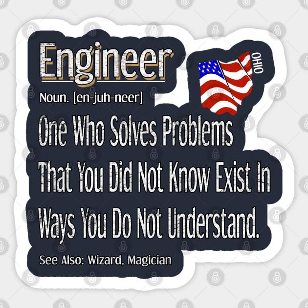 Funny Engineer Definition Awesome Engineering Gift For Ohio State Population Sticker by Inspireshirt